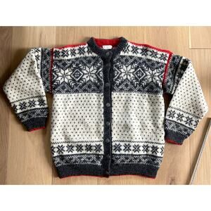 Vintage Nordic Snowflake Knit Cardigan Sweater Women's Small